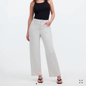 NWT MADEWELL - the perfect curvy vintage wide leg crop in stone, size 28